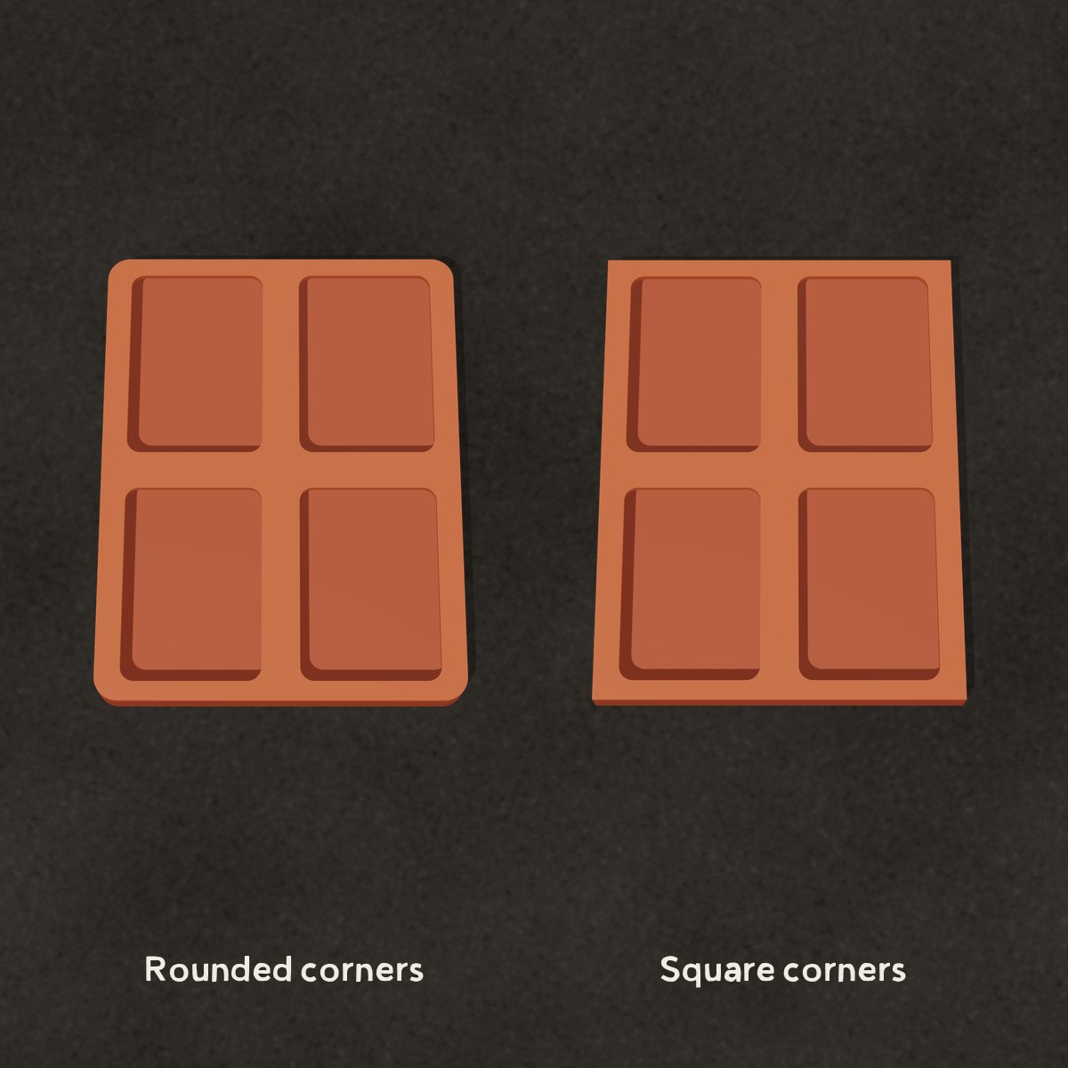 ATC display frames with rounded corners and with square corners
